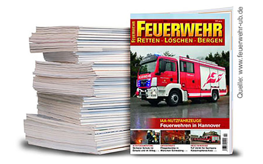 Das Cover der aktuellen Ausgabe der Zeitschrift FEUERWEHR